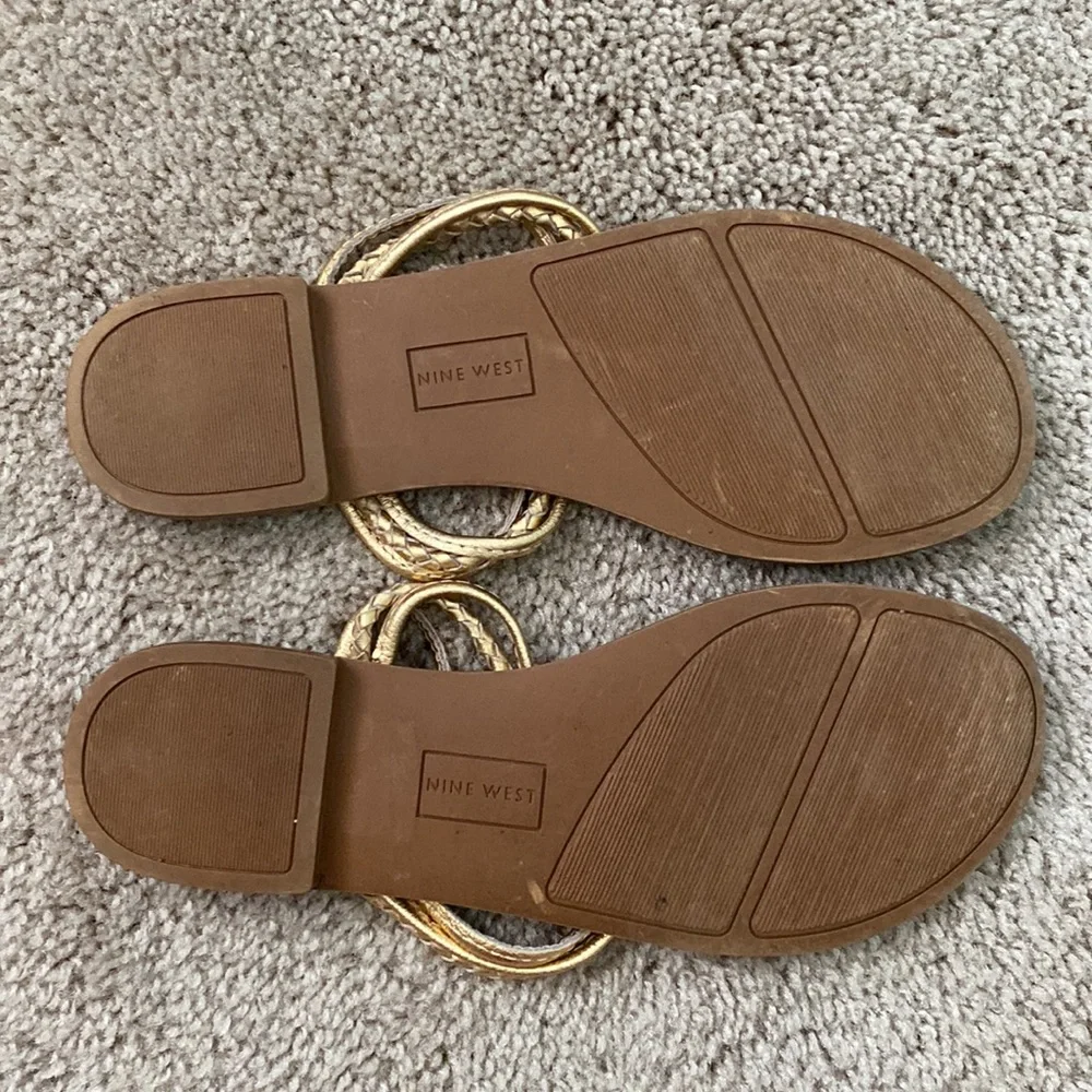 Nine West Gold Leather Braided Sandals - Picture 4 of 5